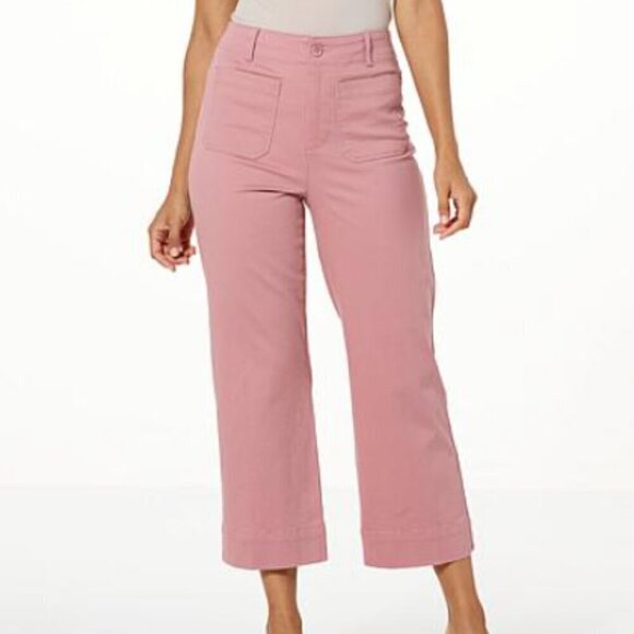 kathy ireland Pants - Kathy Ireland Pink Quartz Cotton Twill Wide Leg Crop Pants Size 16